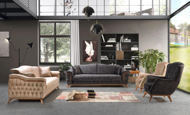 Sofa Luxury Textile Chesterfield Couch Upholstery 3 Seater Couches Fabric new