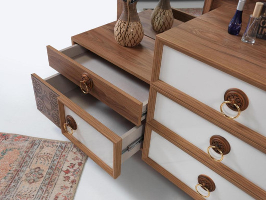 Chambre à Coucher Commode Avec Miroir Bois Meuble Luxe Meuble 2-piece Ensemble Neuf