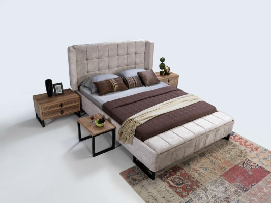 Bed Double bed Furniture Furnishings Bedroom Design Fabric Textile new