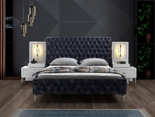 Bedroom Bed Chesterfield Upholstery Design Luxury Double Beds Black