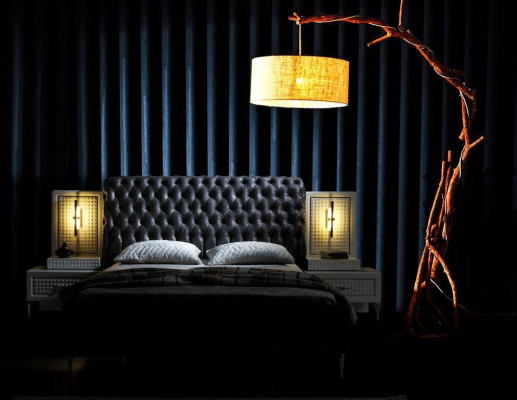 Bedroom Bed Chesterfield Upholstery Design Luxury Double Beds Black