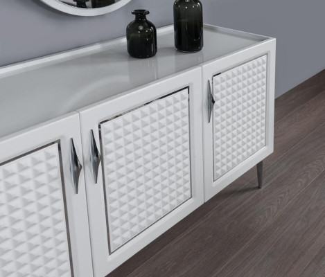Gray Sideboard Wardrobe Shelf Cabinets Furniture Mirror Chests of drawers 3pcs