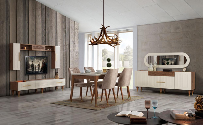 Wall unit Living room Modern style luxurious Furniture Wall units Shelf 3pcs