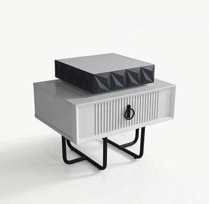 Bedroom Bedside table Furniture Luxury Modern Gray new Design Wood Metal