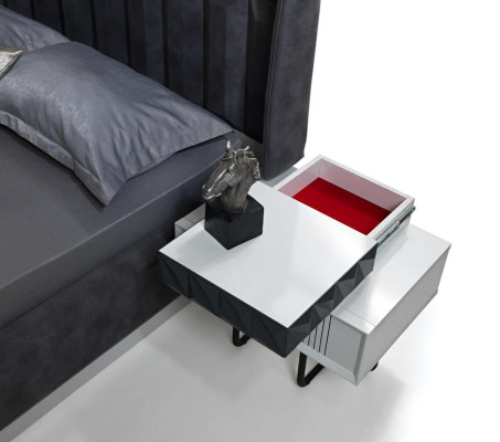 Bedroom Bedside table Furniture Luxury Modern Gray new Design Wood Metal