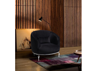 Living room Armchair Design Couch Textile Upholstery Luxury Seat new Black