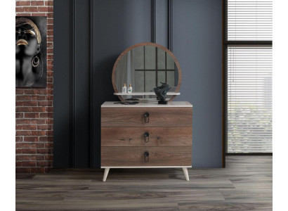 Chambre à Coucher Commode Avec Miroir Luxe Modern Meuble Set 2pcs Bois Neuf