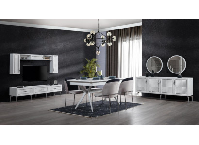 Dining room Set Table 4x Chairs Sideboard 2x Mirror Wall unit 11tlg Suite