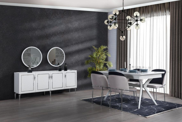 Dining room Set Table 4x Chairs Sideboard 2x Mirror Wall unit 11tlg Suite