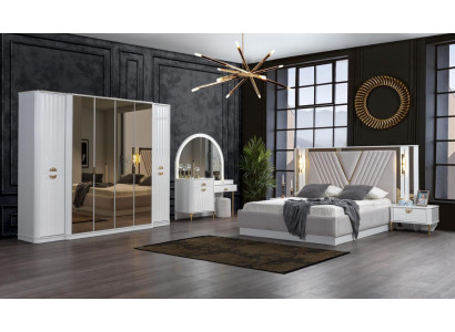 Bedroom Set Bed 2x Bedside tables Wardrobe 5tlg.Modern new