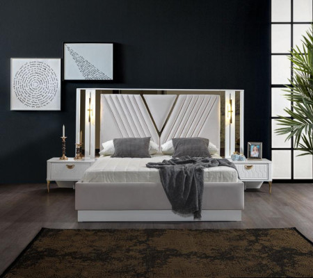 Bedroom Set Bed 2x Bedside tables Wardrobe 5tlg.Modern new