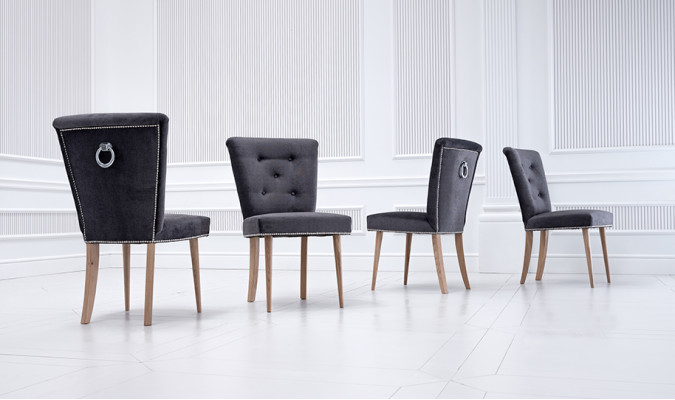 Chesterfield Designer Chair with Knocker Armchairs Dining room Upholstered seat