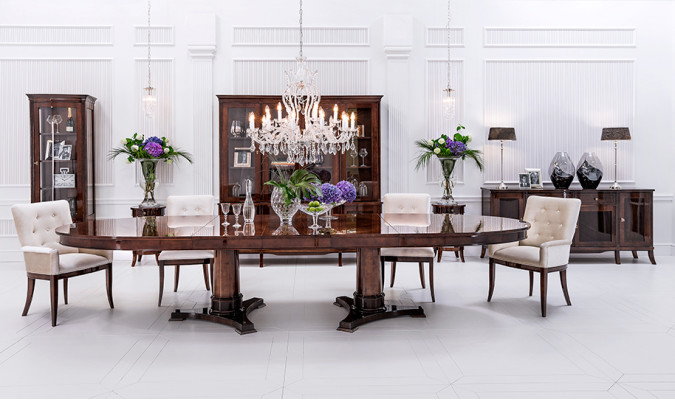 Luxury living dining room set 8 pieces suite table sideboard chairs display case