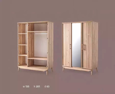 Wardrobe wooden cabinet brown Bedroom Furniture Coat rack Wardrobe