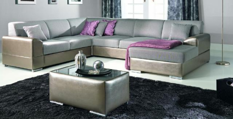 Luxurious U-shaped upholstered sofa in an elegant contemporary style with sophistication