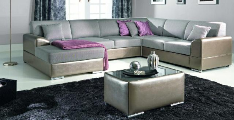 Luxurious U-shaped upholstered sofa in an elegant contemporary style with sophistication