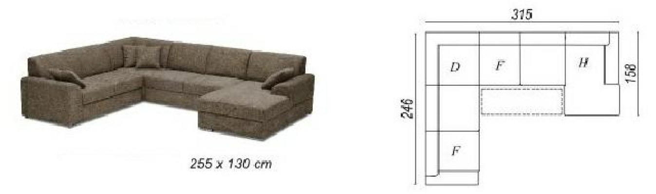 Luxurious U-shaped upholstered sofa in an elegant contemporary style with sophistication