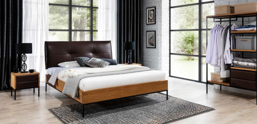 3pcs. Complete Set Wood Bedroom Loft Style Design Bed Chest of drawers Wardrobe new