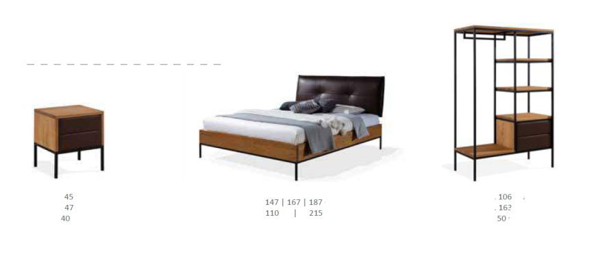 3pcs. Complete Set Wood Bedroom Loft Style Design Bed Chest of drawers Wardrobe new