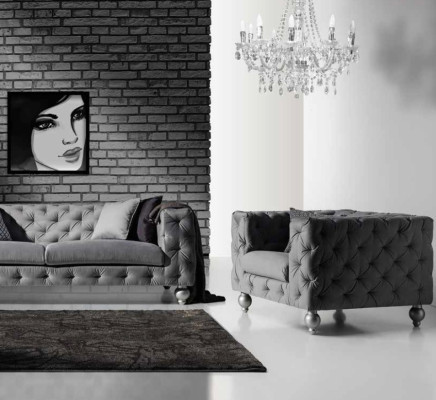 Sofa set Chesterfield set 252cm + armchair sofa couch designer decor sofa