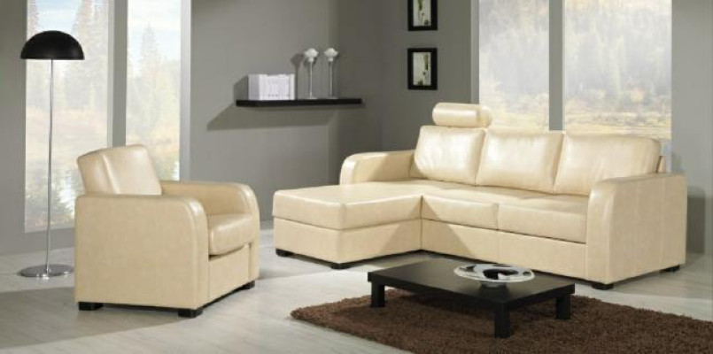 Corner sofa Sofa Couch Leather Textile Fabric Living landscape Suite Upholstery Corner CAPRI
