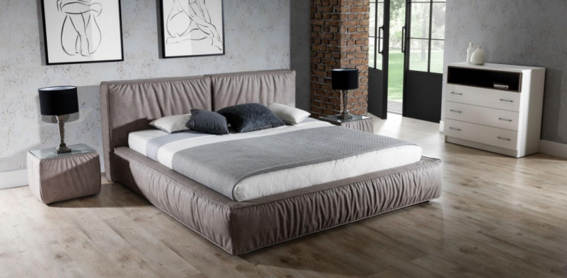 Bedroom Set Brown Bed Bedside table Elegant Design Modern Wood Furniture 3-piece