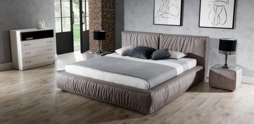 Bedroom Set Brown Bed Bedside table Elegant Design Modern Wood Furniture 3-piece