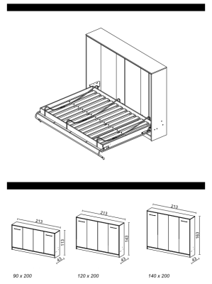 Bed Wardrobe Bed Wardrobe Beds Chests of drawers Fold-out Bed new