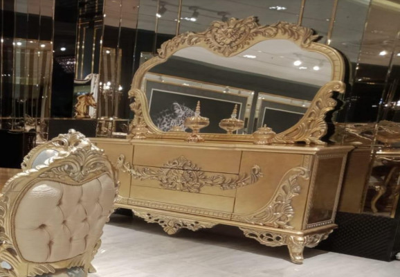 Sideboard Mirror Luxury Group Chest of drawers Suite Chests of drawers Wardrobe Sideboards Gold