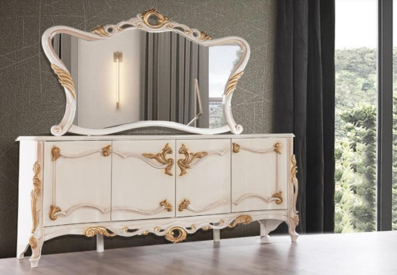 Sideboard with Mirror Suite Ess Baroque Chests of drawers Wood Chest of drawers Wood Wardrobe new