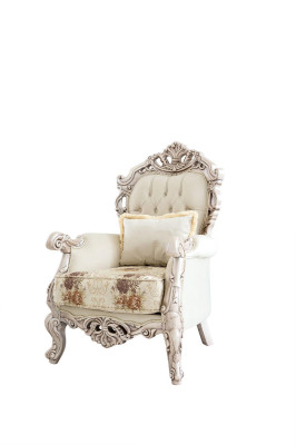 Baroque White Sofa set Couch Sofa Upholstery Furniture Armchair Table 5pcs.