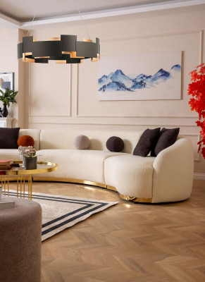 Designer Living room set Modern Sofa set Round sofa + 1 Seater 2pcs
