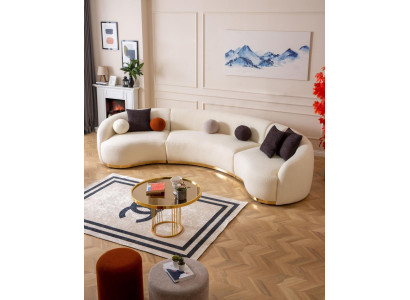 Designer Round sofa White Corner suite Modern Furniture in Living room Luxury