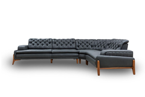 Luxury Corner sofa L-shape with music system Modern gray Upholstered furniture Imitation leather
