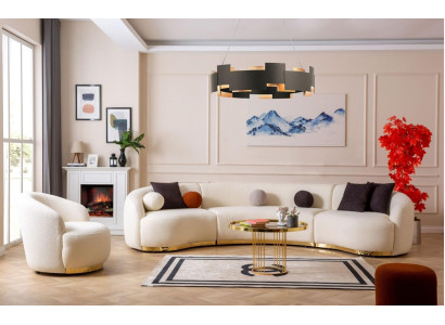 Designer Living room set Modern Sofa set Round sofa + 1 Seater 2pcs