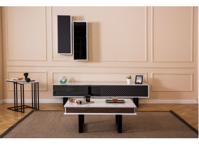 Modern Living room Set 6 pcs TV Lowboard Design Wall Cabinet Wood Furnishings