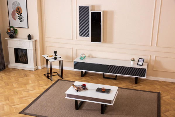 Modern Living room Set 6 pcs TV Lowboard Design Wall Cabinet Wood Furnishings