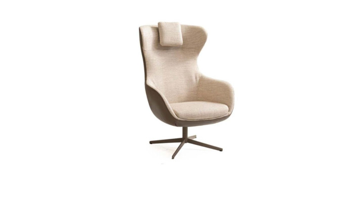 Armchair Wing Chair Cocktail Chair Single Seater Fabric Beige Modern Seater