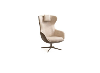 Armchair Wing Chair Cocktail Chair Single Seater Fabric Beige Modern Seater