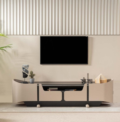 TV-cabinet Lowboard TV Stand Living room Wood Beige Sideboard Table Modern