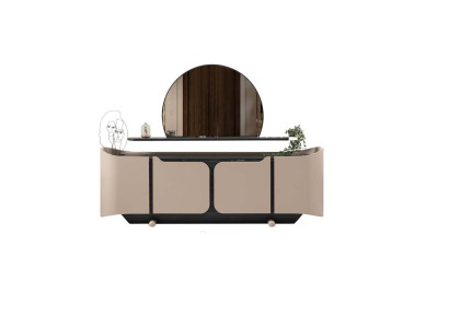Sideboard Sideboard Chest of drawers with Mirror Wardrobe Wood Beige Modern Set