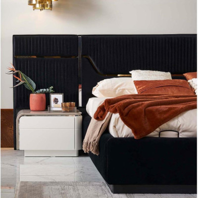 Bedroom luxury double bed bed frame wood set 6 pieces blue design