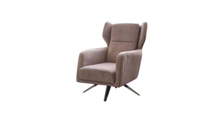 Luxury Armchair Single Seater Fabric Living room Design Beige Upholstery Seater