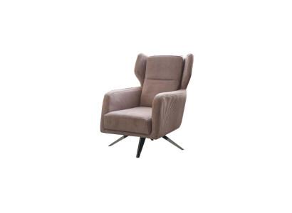 Luxury Armchair Single Seater Fabric Living room Design Beige Upholstery Seater
