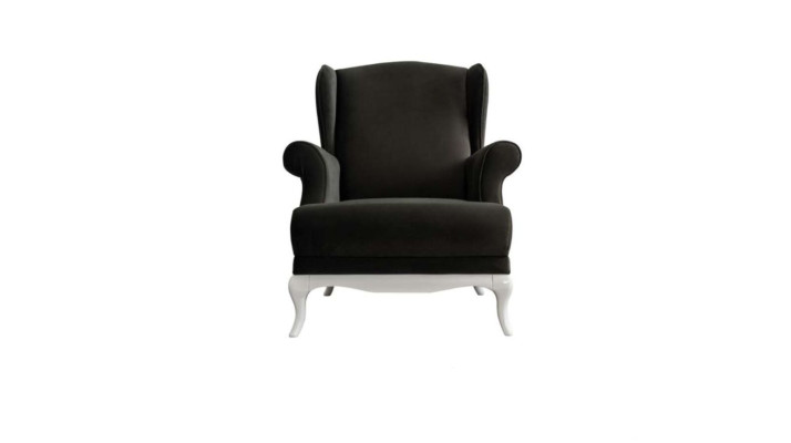Armchair Single Seater Fabric Living room Classic Black Upholstery Seater