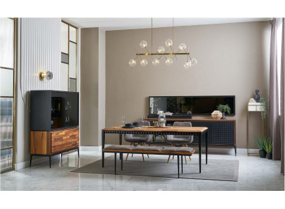 Dining room table Dining room Group Dining set Dining set 9-piece Wood Brown