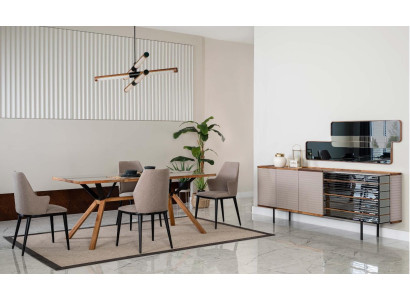 Suite dinette Dining room Dining set Dining room furniture 7pcs Wood Beige