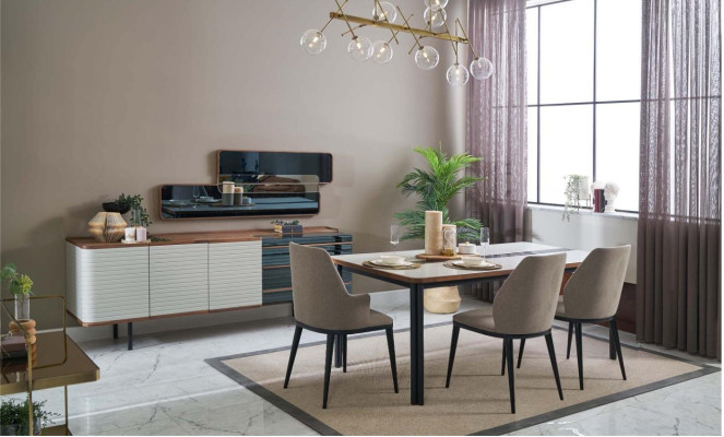 Dining corner Dining room Suite Dining set Dining room furniture Set 9pcs Wood White