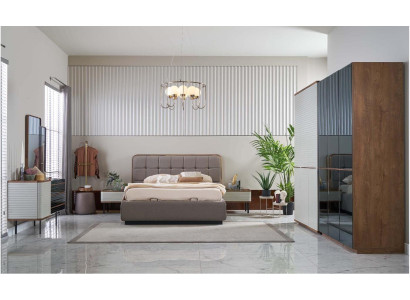 Luxury Double bed Complete e Bedroom Bed Set 7-piece bed frame brown