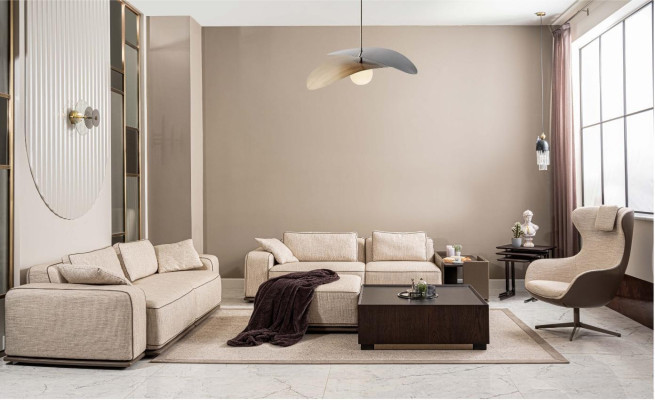 Couch set three-seater sofa fabric sofa beige upholstered sofas armchair set